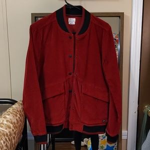 RVCA burgundy corduroy bomber jacket